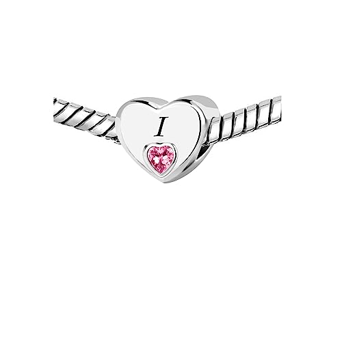 KunBead Initial A-Z Letter Love Pink Heart Alphabet Bead Charms Compatible with Pandora Charm Bracelets for Women3