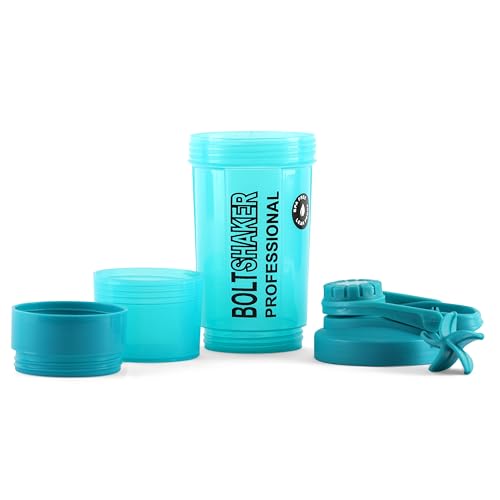 Image of Zyro Protein Funnel & Bolt Protein Shaker Bottle with Blending Mixer Ball 600 ml Shaker (Pack of 2, Multicolor, Plastic)