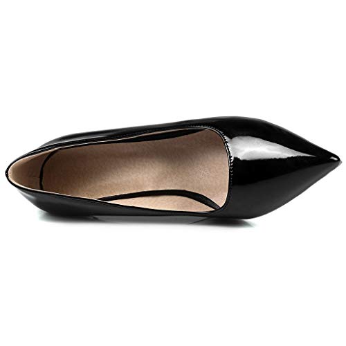 MAVMAX Women's Patent Leather Kitten Heel Pointed Toe Slip on Pumps2