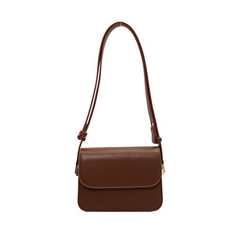 Fashion Braun Schwarz Damen Umhängetasche Leder Magnetverschluss Crossbody Tasche, braun Cover