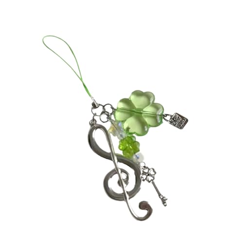 Tmboryuu Llavero Trifolium construido por un artesano con detalle de nota musical Decoración de aleación transportable para uso diario Llavero con nota musical