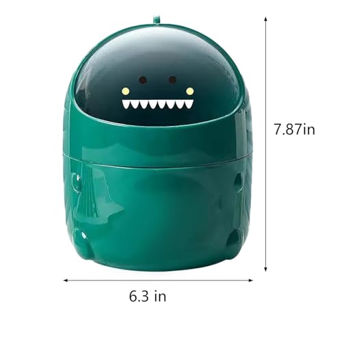 Image of Tissting Mini Trash Can with Lid, 20 x 16cm /16 x 12cm Cute Countertop Bin Plastic Garbage Container for Office Table Desk Home Vanity Kitchen Bedroom(20x16cm Green)
