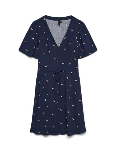 Robe courte Vero Moda femme bleu marine col rond manches courtes Vmalba