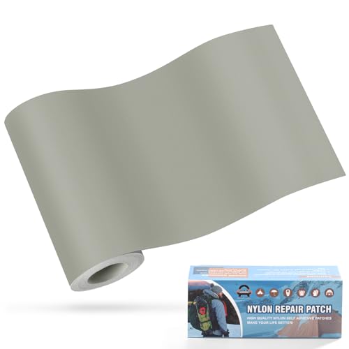 Nylon Selbstklebende Patches, OAZ 1 Rolle 10x160cm Selbstklebender Wasserdichte Reparatur Patch, Nylon Flicken Selbstklebend Hellgrau, für Zelte, Daunenjacke, Schlafsack, Tasche