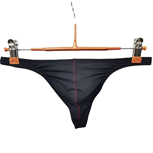 Faringoto Roupa íntima masculina transparente, calcinha fio dental, Preto, P