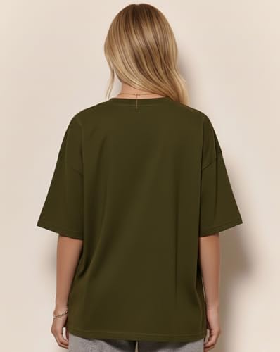 Image of AUSK Oversized Front Printed Loose Fit T-Shirt for Women || Tshirt for Girls