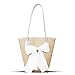 QTKJ Tote Bag for Women, Straw bag, Handwoven Straw Bag, Large bow and Leather Straps Handbag, Woven Bags Suitable for Beach, Travel, Daily Matching (White)