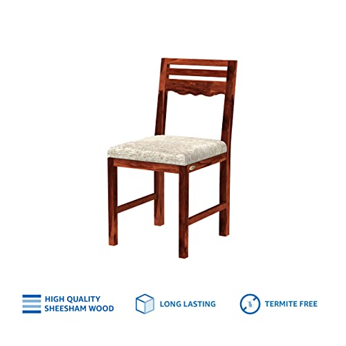 Image of STRATA FURNITURE Solid Sheesham Wood Mehraab Dining Chair with Cushoin | Modern Wooden Study Chairs | Ideal Furniture for Dining Room, Home, Cafe and Office (Set of 2, Honey Finish)