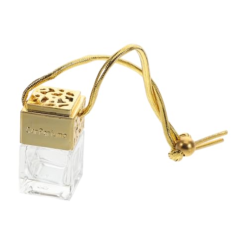 OUNONA Car Perfume Bottle Cute Glass Aromatherapy Diffuser Freshener for Rearview Mirror Durable Hanging Car Accessory Gold Easy to Install User-friendly Design