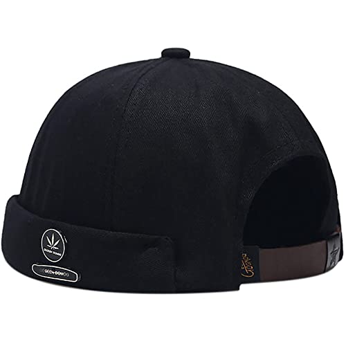 Image of XYIYI Mens Docker Cap Brimless Hats Skullcap Worker Sailor Cap Rolled Cuff Retro Beanie Hat