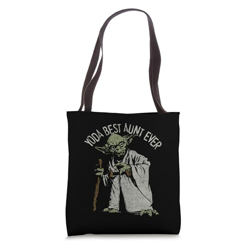 Tote bag Star Wars Yoda Best Aunt Ever, sac en toile blanc de 16 pouces