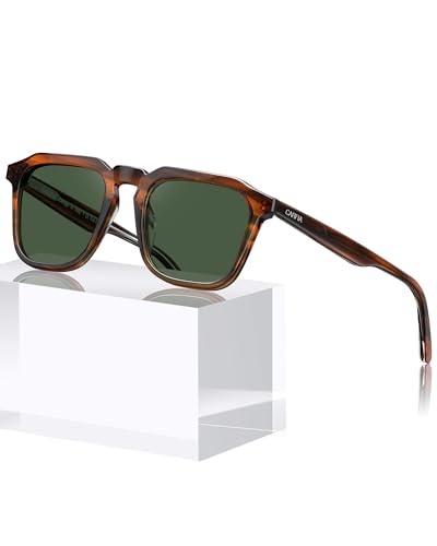CARFIA Acetate Classic Square Polarized Sunglasses for Men Women UV400 Lenses Hand-crafted Frame Retro Outdoor Sun Glasses