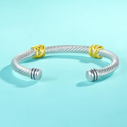 Image of UNY Jewel Bracelet Designer Brand Inspired Women Jewelry 4.5mm Thin Twisted Cable Wire Bangle Gem Stone Christmas Day Gift