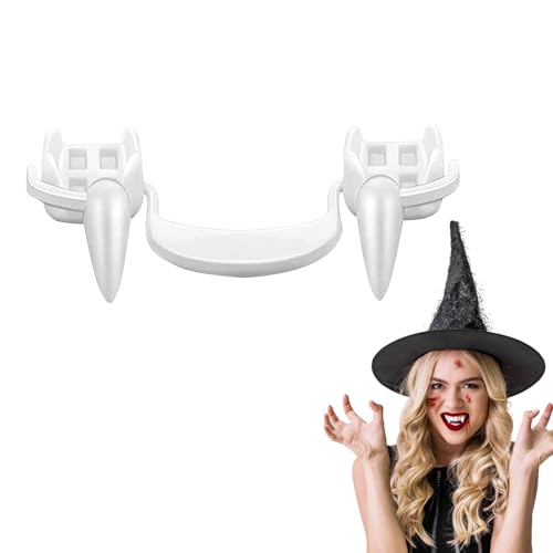 MAOSHYMS Dents de Vampire Retractable,Dent de Vampire Halloween Dents de Vampire Fausses, pour Partie Cosplay Crocs de Fête Halloween (Blanc D)