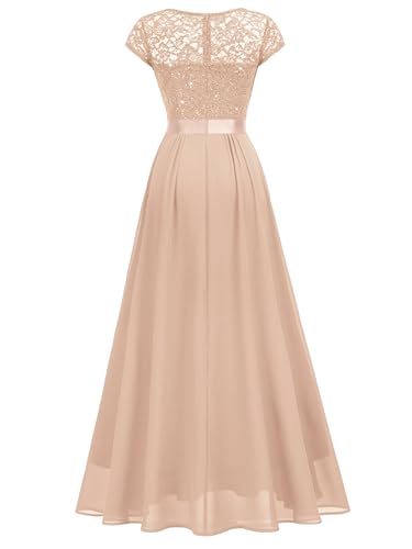 Image of Miusol Women's V-Neck Sequined Floral Lace Formal Evening Maxi Dress
