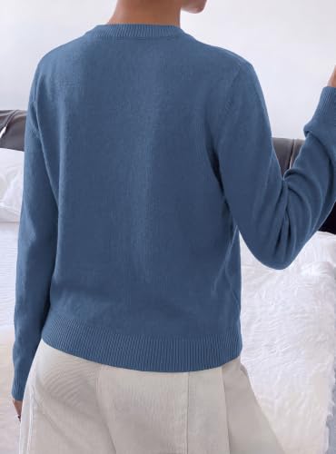BTFBM Womens Sweaters Lightweight Long Sleeve Tops,Dark Blue,X-Large - image 3