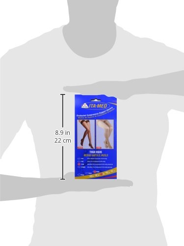 Image of ITA-MED Microfiber Thigh Highs - Compression (25-35 mmHg): H-306(2), 2 Count, Large, Beige /Black