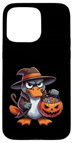 怖いハロウィーン カモノハシ ゴースト 不気味なキャンディバッグ スマホケース iPhone 15 Pro Max 用