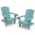 Keter Alpine Adirondack 2 Pack Resin Outdoor Furniture Patio Chairs with Cup Holder-Perfect for Beach, Pool, and Fire Pit Seating, Teal
