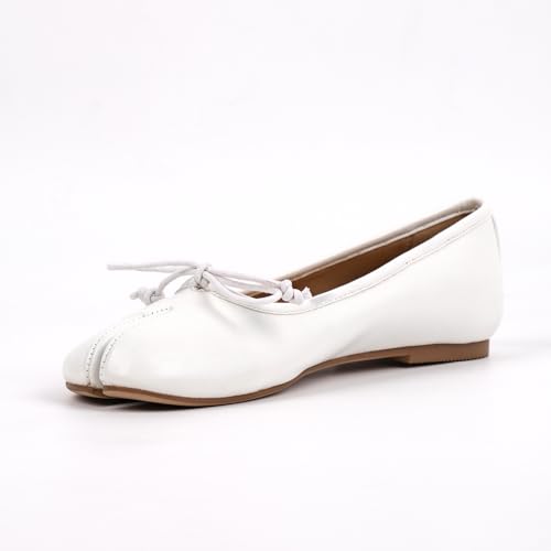 VERISSON Women's Tabi Shoes Flats Pleated Leather Cute Bowknot Ballet Flat Dress Casual Shoes with Split Toe Design2