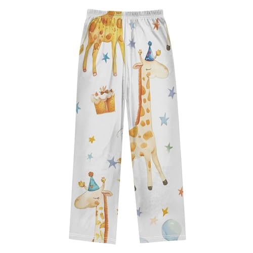 ZZXXB Birthday Giraffe Boys Long Pants Soft Trousers Elastic Waist Kids Lounge Bottoms with Pockets S-XL2