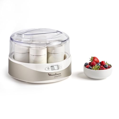 Moulinex Yogurteo - Yogurtera de 7 tarrinas de 160 ml, apta para el lavavajillas, con pantalla display de fácil uso, programable 15 horas, con recetario, función parada automática, YG231E32