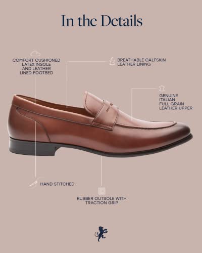 Dunross & Sons Men's Brookes Penny Loafer Slip-On Formal Business Shoes3