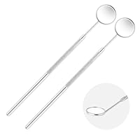 AOOWU 2 Stück Dental Mundspiegel Mundzahnspiegel Inspektionsspiegel Zahnpflege Set, Edelstahl Mundzahnspiegel, Zahnpflegespiegel einfache Betrachtung für Zahnärzte und Wimpernverlängerungen