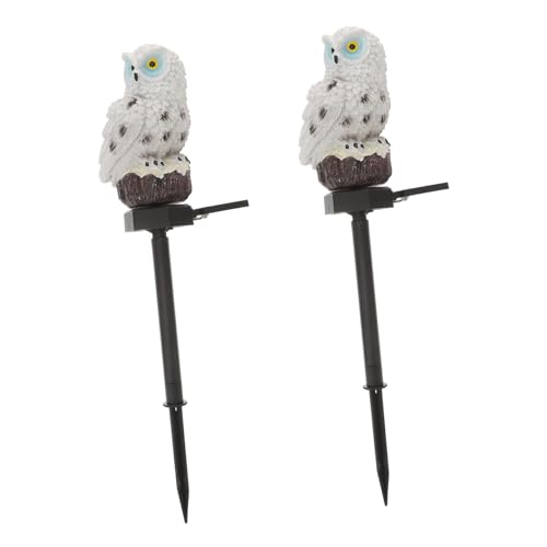 Lampe solaire LED hibou blanche étanche pour baliser une allée sombre et décorer sans fil le jardin