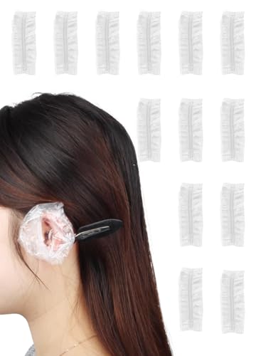 Celtrum 200 Pcs Ear Covers for Shower Disposable Shower Caps Ear Protectors for Shower Waterproof Ear Shower Caps for Hair Dye Shower Bathing Salon