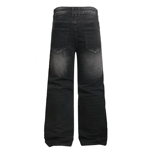 Image of QIMYUM Men's Wide-Leg Baggy Flex Jeans Relaxed Loose Fit Long Denim Pants