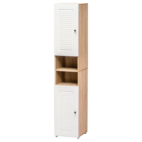 Image of Rocco Lofty Bookshelf for Living Room, Bedroom, Office & Study | Soft Closes Hinges | Smooth Premium Finish (Tall Size, Stripes)