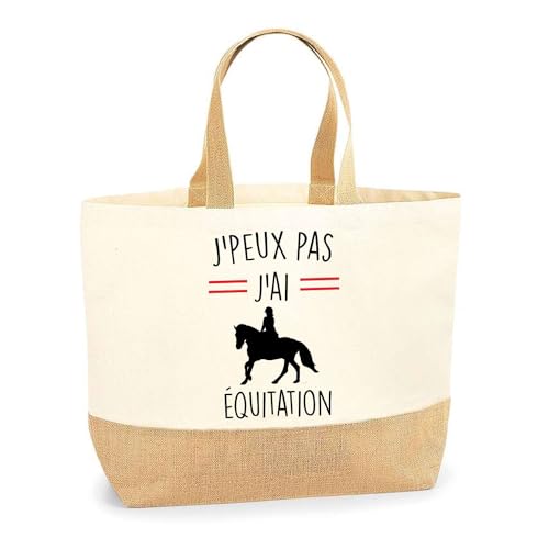 Sac équitation coton et toile de jute Planetee cabas de plage et courses