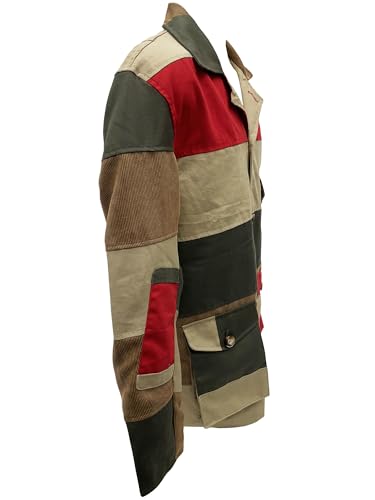 My Party Shirt Raoul Duke Patchwork Style Field Jacket - Canvas Multicolor 60s Safari Coat - Las Vegas Movie Costume Hunter4