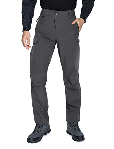 Wespornow Skihose Herren Thermohose Softshellhose: Wasserdicht Winterhose Gefüttert Schneehose mit Fleece-Futter für Ski & Snowboard (Grau, L)