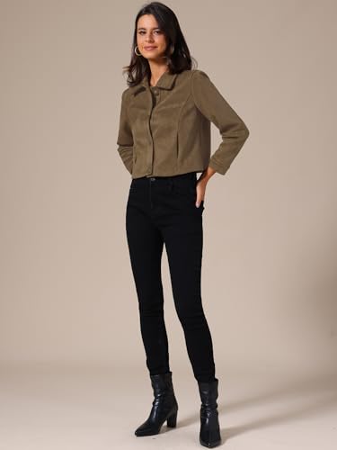 Allegra K Womens Faux Suede Cropped Jacket Collar Long Sleeve Button Down Short Jackets Coat2