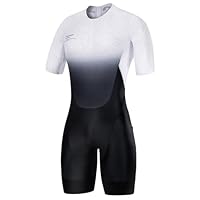 Santic Herren Triathlonanzug Einteiler Triathlon Anzug Gepolstert Trisuit Triathlon Kurz Hohe Elastizität Schnell Trocknend Abnehmen Fahrrad Skinsuit Schwarz Kurzarm M