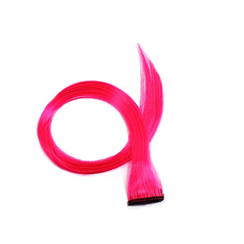 Secret Stylist Clip in Hair Extensions Hot Pink Single Clip Colorful Highlight Party Costume DIY Hair 20"