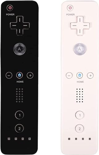 AUFGLO Retro Wii Controller 2 Pack Wii u Remote mit Silikongehäuse und Handgelenksgurt (schwarz+weiß)