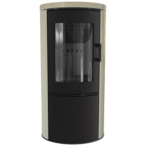 KRATKI Kaminofen AB Crema Black für den Innenbereich, freistehend, BImSchV 2-konform, 8 kW, thermische Effizienz, 78%, Stahl und Gusseisen, Schwarze Lagerkammer, 105 x 52 cm [Energieklasse A]