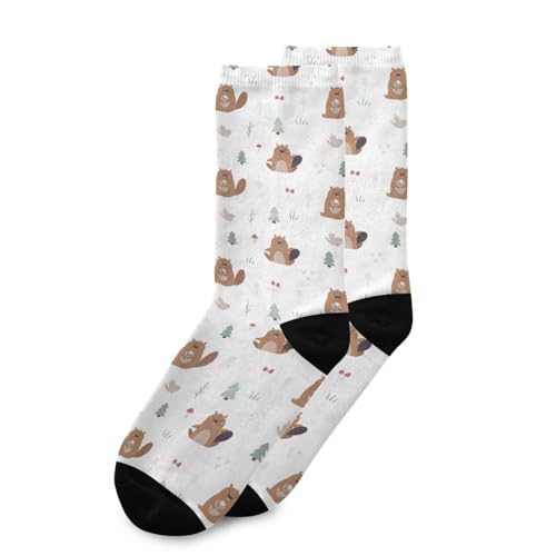Wusikd Forest Funny Beavers Socks for Women and Men Mushrooms Long Socks for Athletic Running 13
