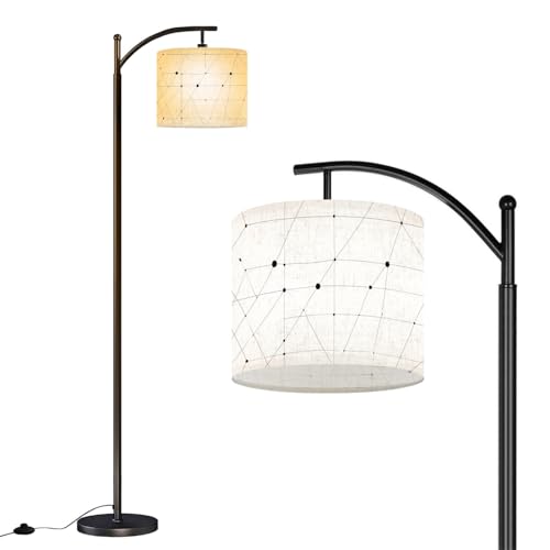 RAINFALLARING Floor Lamp Fantasy Mushroom Village Forest Glowing Lights Whimsical Houses Arc Floor Lamp with Remote Modern Dimmable Standing Lamps for Living Room Bedroom Office Home Room Decor