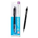 SAKURA 50297 Mechanical Pencil Fixed Sleeve 0.5-mm with 3 Erasers, Black