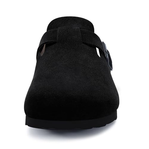 Image of Litfun Unisex Genuine Suede Clogs Comfort & Soft Cork Footbed Potato Shoes