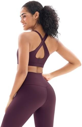 Workout Sets for Women High Waisted Leggings with Cross Back Sports Bra 2 Piece Gym Outfits Yoga Gym Clothes
