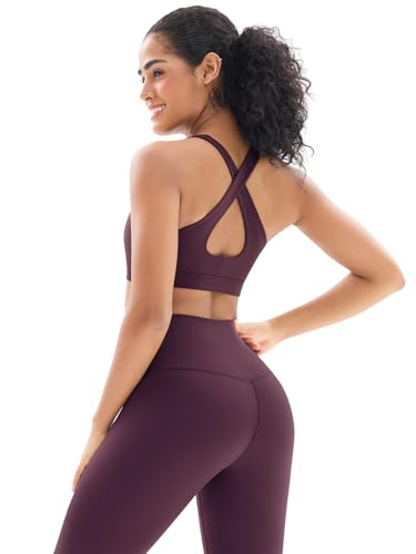 Workout Sets for Women High Waisted Leggings with Cross Back Sports Bra 2 Piece Gym Outfits Yoga Gym Clothes