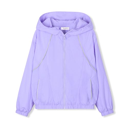 Girls Lightweight Hooded Jacket – Kids Waterproof Windproof Rain Jacket with Pocket