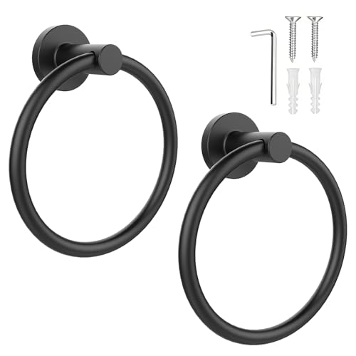 SetSail Towel Holder for Bathroom Wall Matte Black Towel Ring Stainless Steel Heavy Duty Hand Towel...