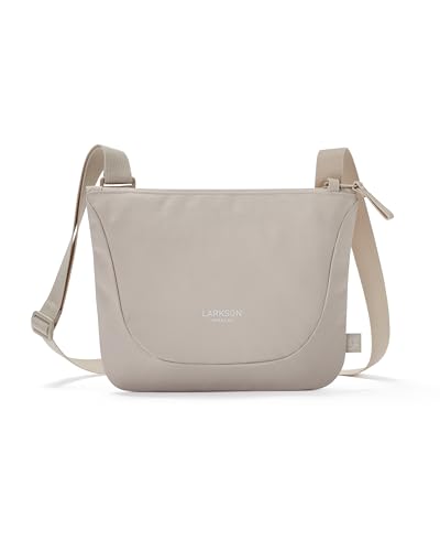 LARKSON Umhängetasche Herren & Damen Beige - Henrik - Sacoche Bag Schultertasche Flach - Kleine Messenger Tasche zum Umhängen - Wasserabweisend