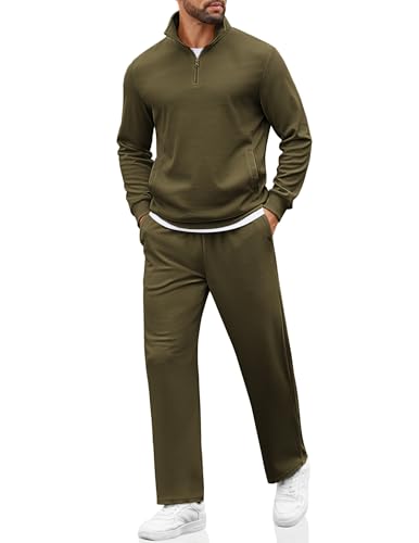 Survêtement homme COOFANDY zippé 1/4 en maille souple à jambes larges